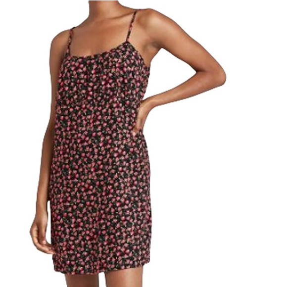 Women's MD Woven Floral Design Slip Dress, Spaghetti Straps- Black Floral, NWT - Picture 1 of 8